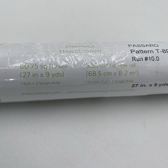 Thibaut Wallpaper Passaro T-89137 Double roll 27"x9 Damask Metallic Gold Aqua - Picture 5 of 7